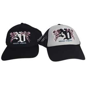 Set of 2 Neon Vibra Strap back and Trucker hat EUC